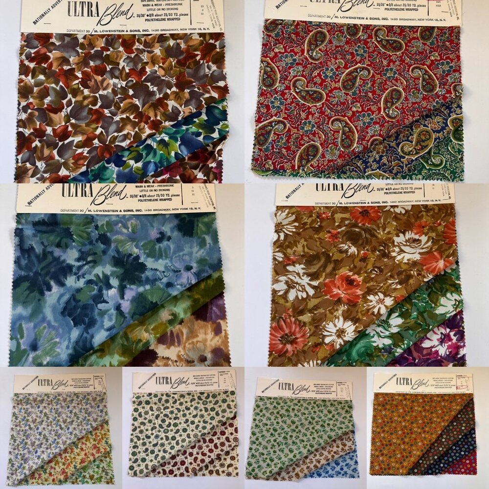 Multicolor 80s Fabric Samples Lot Ultra Blend M. Lowenstein Floral Paisley Craft
